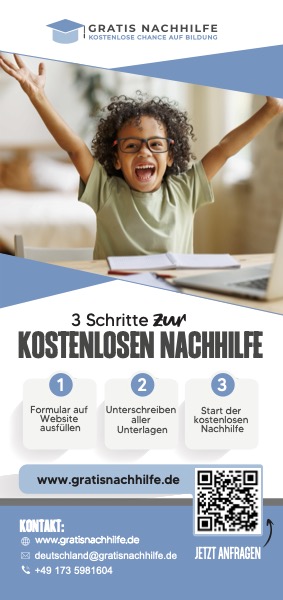 Flyer: Kostenlose Nachhilfe über das Bildungs- und Teilhabepaket – zur Anmeldung
